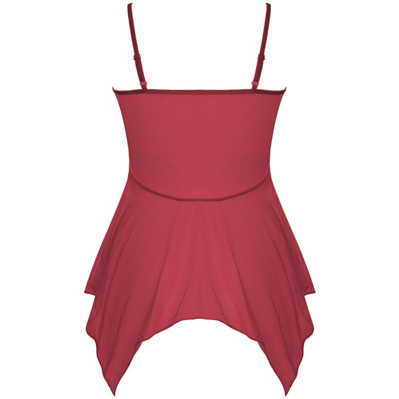 Damenmode Spitze Dessous V-Ausschnitt vorne Babydoll Mesh Nachtwäsche Outfits mit Slip Outfits Sexy Kleid Nachthemd