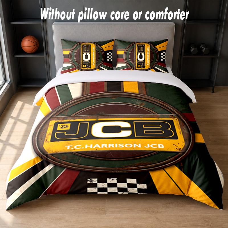 JCB Design Bed Bedding Set 1 Duvet Cover + 2 Pillowcases Soft Breathable Household Bed Linens
