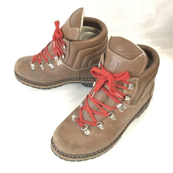 

80s-90s Germany LOWA Heavy Leather Trekking Boots Brown 24.5-25.5 Vibram Sole