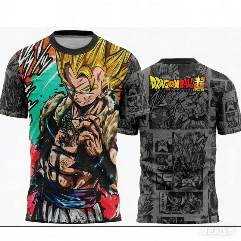 2026 Summer Dragon Ball Retro Fitness T-shirt Men's Oversized 3D Printed Short-sleeved Family Unisex Children's Sports Shirt