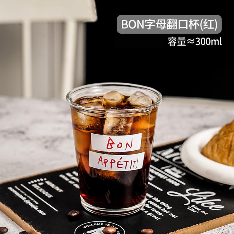 Roll Mouth Coffee Cup Wind High Value Water Cup Glass Simple Cold Cup Milk Tea Cup Transparent Cup