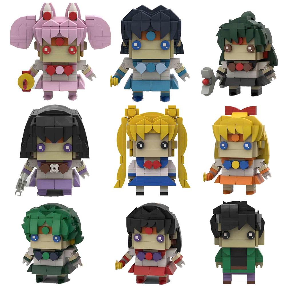 Anime Series Cute Girl Cartoon Characters Building Blocks MOC Beautiful Magic Girl Warrior Assembly Model Puzzle Kids Toy Gift