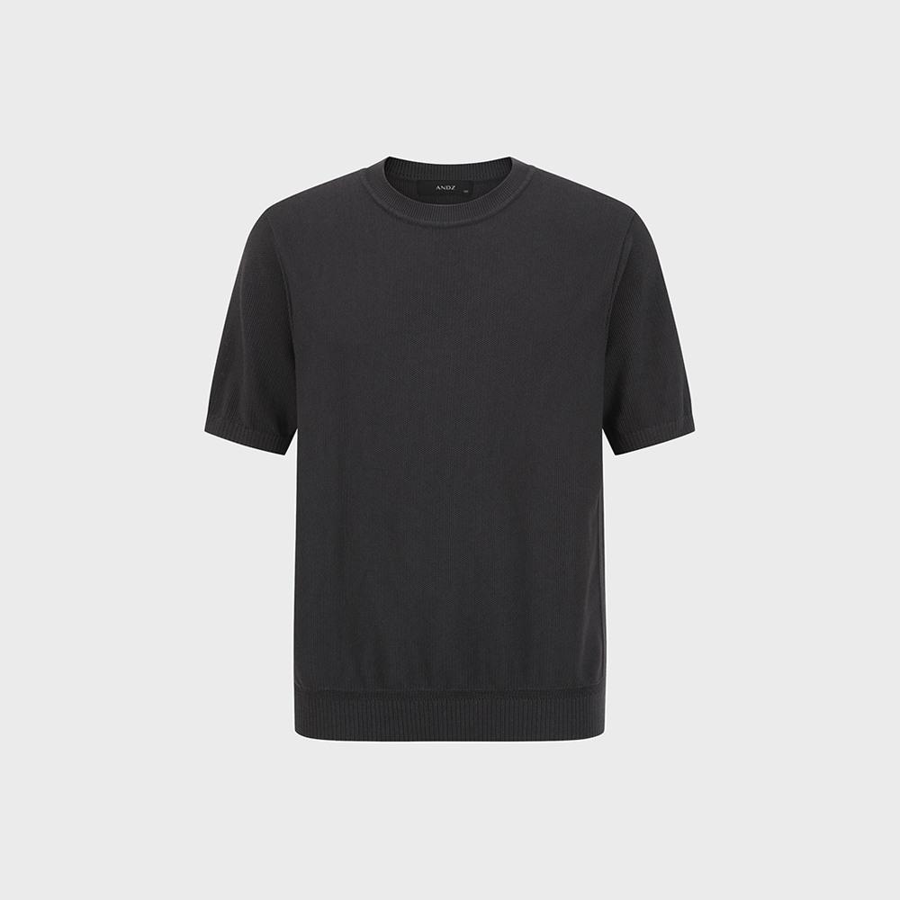 AND Z Men'S) Fine Texture Round Neck Short Sleeve Knit_Bzf2Er1103Gr