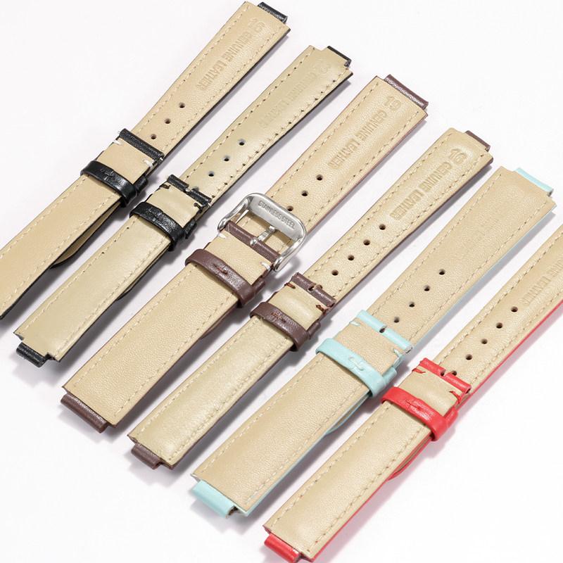 Curved mouth layer cowhide watch strap women for Original CARTIER BALLON BLEU DE CARTIER W69016Z4 WJBB0033 HIPINE men watchband