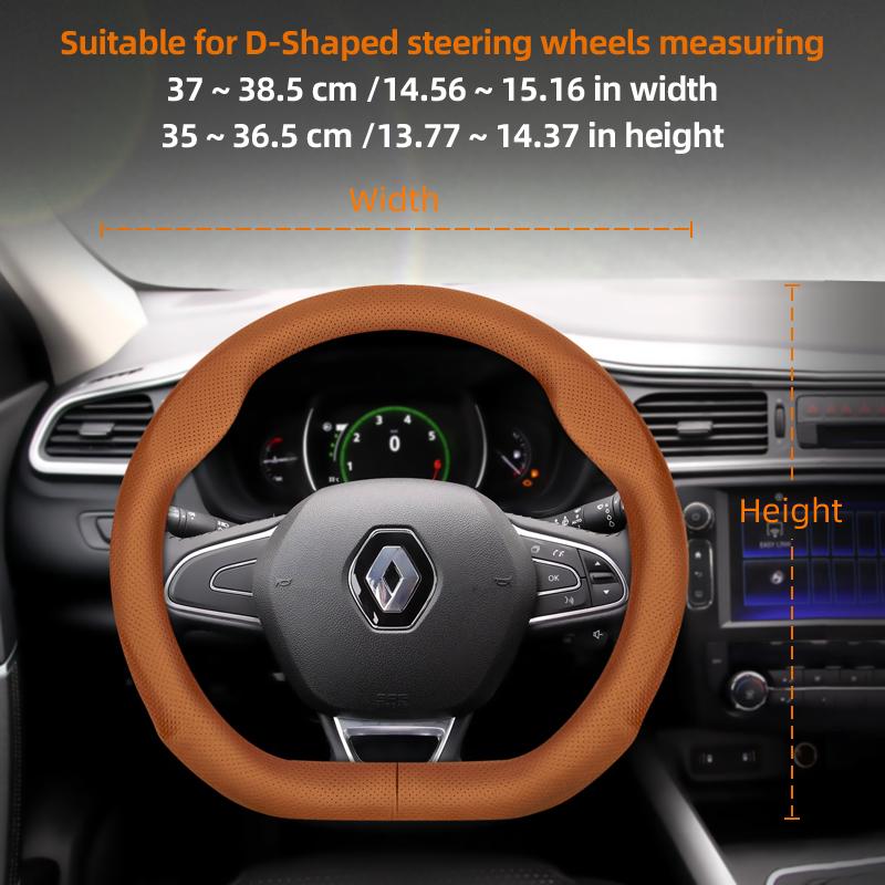 ZKMD1 Suitable for Renault Ultra-Thin Breathable Leather Steering Wheel Cover Suitable for Megane 3 2 4 Clio4 5 Captur Trafic