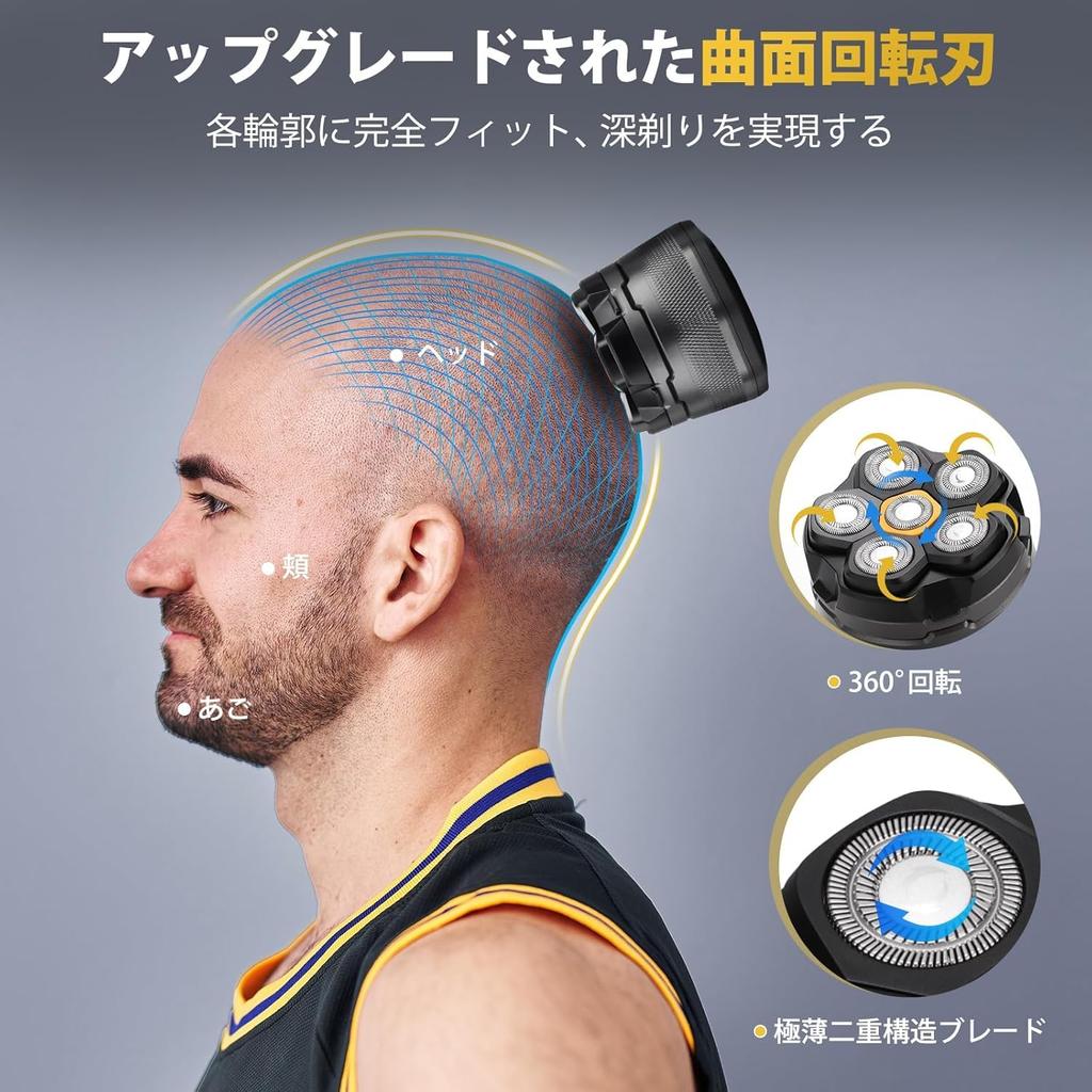 Beedove Skinhead Replacement 6D Curved Rotating 8500 Magnetically Detachable Head Shaver, 99-Blade Blades, Shaver, RPM,