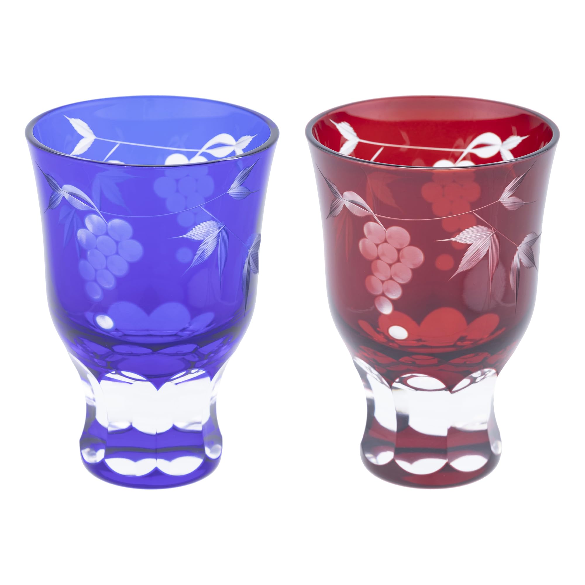 

Tajima Glass Sake Cups Pair 6cm Diameter x 80ml Grape Copper Red Lapis Made in [Authentic Product] Edo Kiriko (Ochoko/Guinomi) Set, Approx. 8.5cm