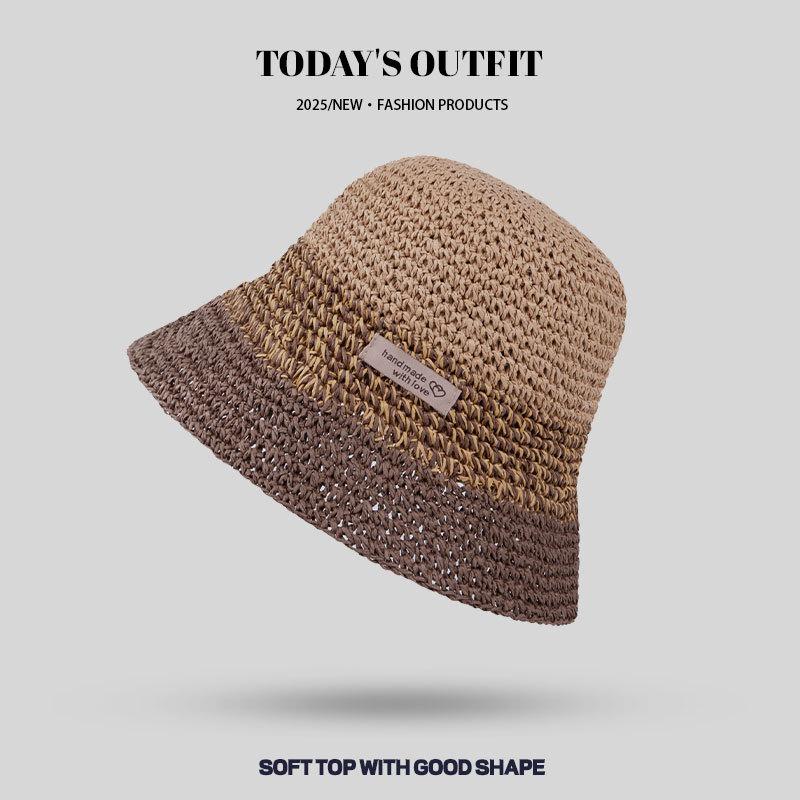 

Японская мода Летняя дышащая шляпа от солнца Соломенная шляпа Пляжный отдых Защита от солнца Шляпа рыбака Соломенная плетеная Панама Складная Женская