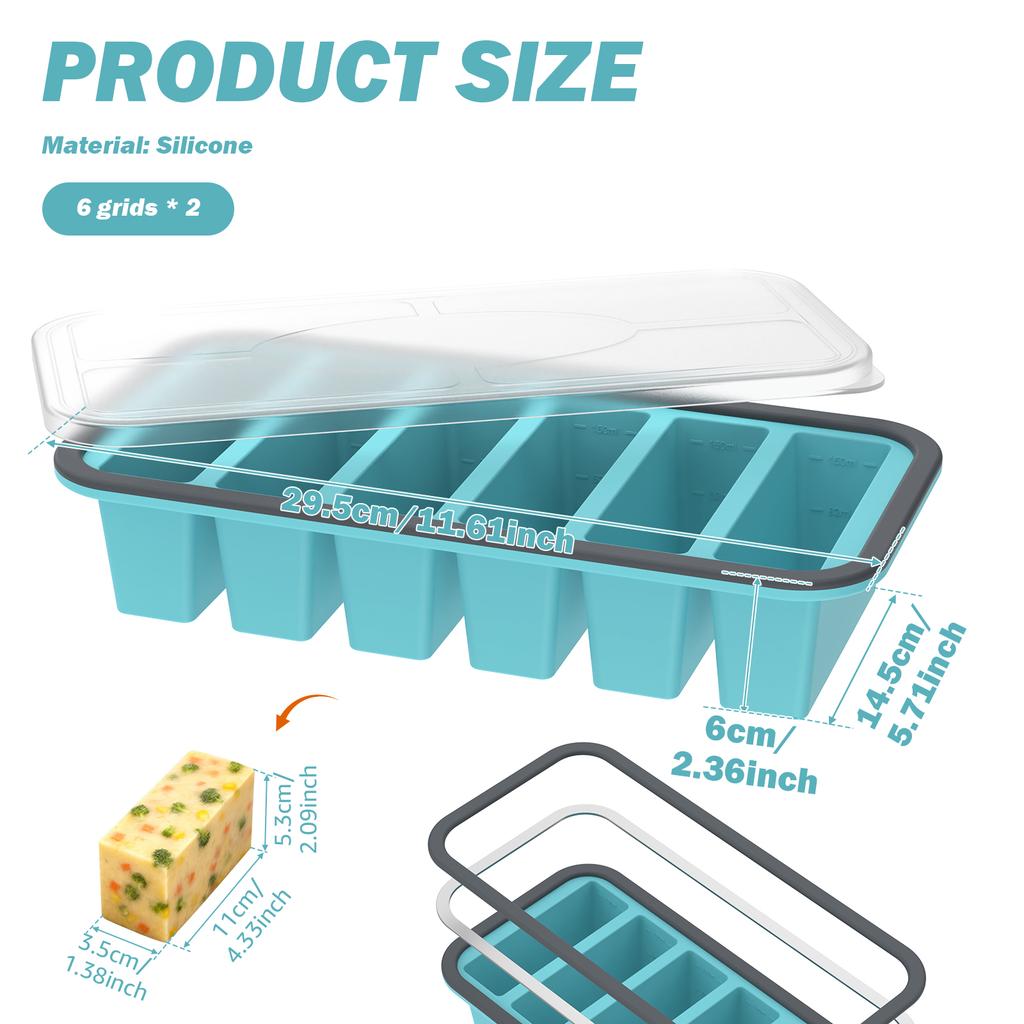 3/2Pcs 2/4/6Grid Silicone Freezer Mold with Lid Refrigerated Food Storage Box Food Box Ice Tray Mold Ice Box Fresh-keeping Box