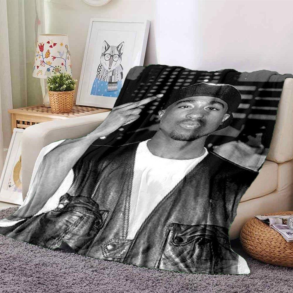 1 pezzo Coperta Hip Hop 2Pac Morbida Leggera per Tutte le Stagioni Multiuso per Divano, Letto, Ufficio e Picnic, Stile Francese con Iconica Copertina Album e Citazioni