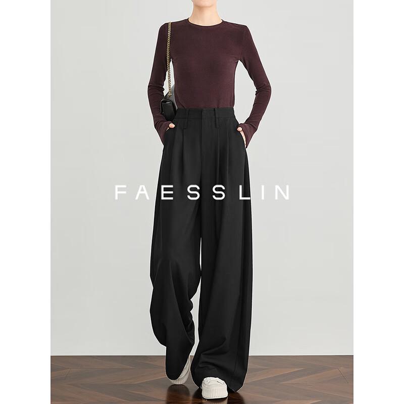 

FAESSLIN Women s High-Waist Acetate Blend Wide-Leg Pleated Trousers S