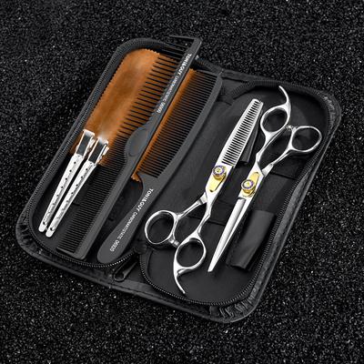Professioneller Haarschnitt, Friseur, Scheren zum Haareschneiden, Ausdünnscheren, Spezielle High-End-Werkzeuge für Zahnscheren, Edelstahl-Set.