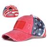 Women's Ponytail Baseball Cap, Vintage Washed Patriotic Mesh Back Trucker Hat