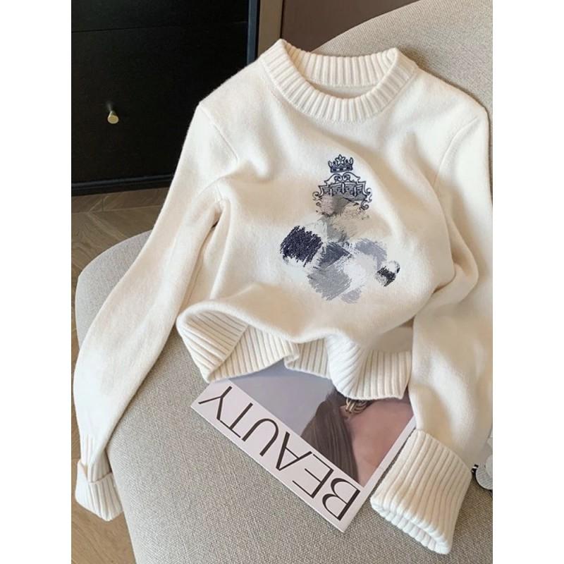 Loose Knit Cardigan Sweater Vintage Style Long Sleeve Soft Warm Top