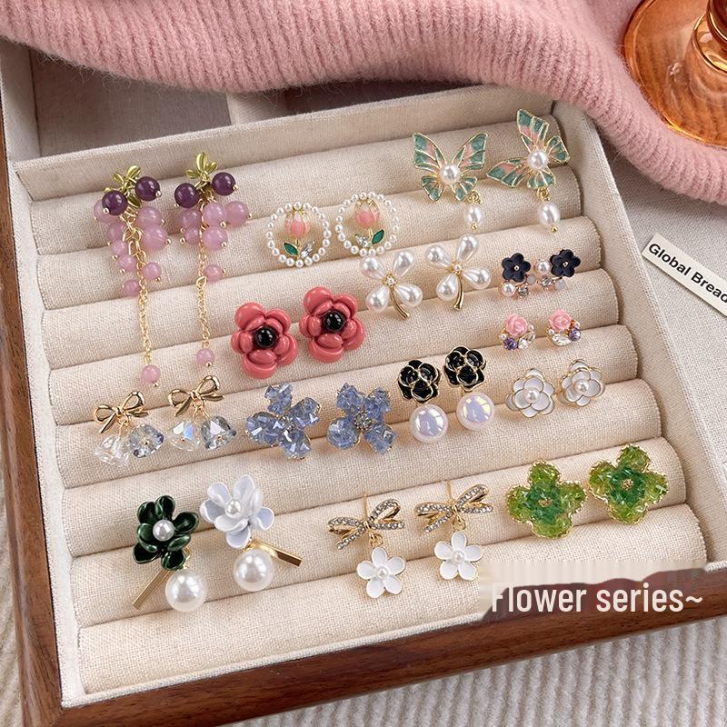 S925 Silber Blumenperlenohrringe - Eleganter und luxuriöser Damenschmuck