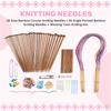 AEE4-Knitting Needles Set-18 Pairs 18 Sizes Bamboo Circular Knitting Needles + 36 Single Pointed Bamboo Knitting Needles + Weavi