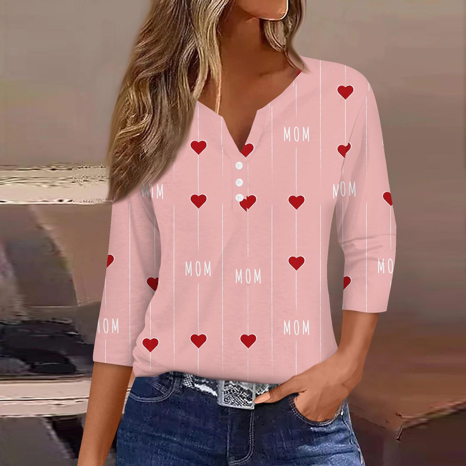 

Жен. Футболка Футболка С принтом Пуговицы Рукав 3/4 Повседневные Выходные Мода Классический V-образный вырез Обычный Топ XL