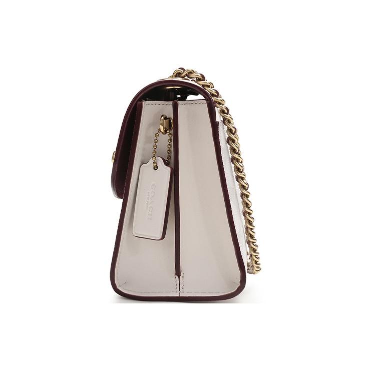 Coach Parker 18 Camellia Chain Strap Canvas And Leather Crossbody Bag Small Women bags Pink White 34256-B4R7B