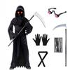 2024 Grim Reaper Halloween Cosplay Set for Kids - Scythe & Dark Ghost Costume Prop