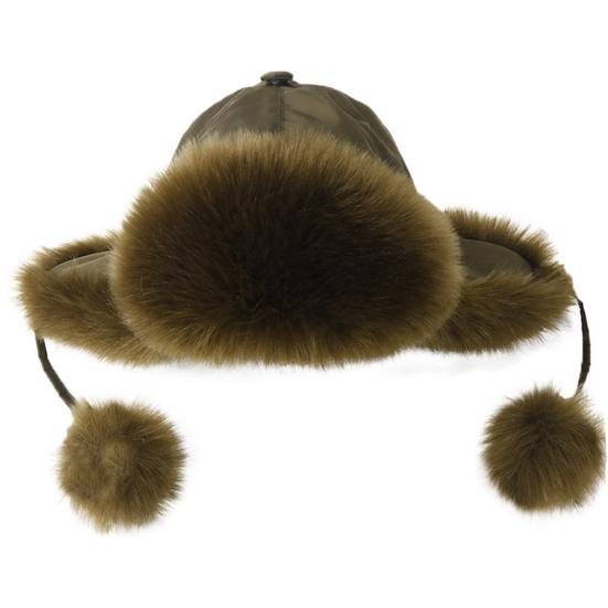 Earflap Hat Thickened Fluffy Windproof Cute Down Lining Ball Ear Protection Faux Fur