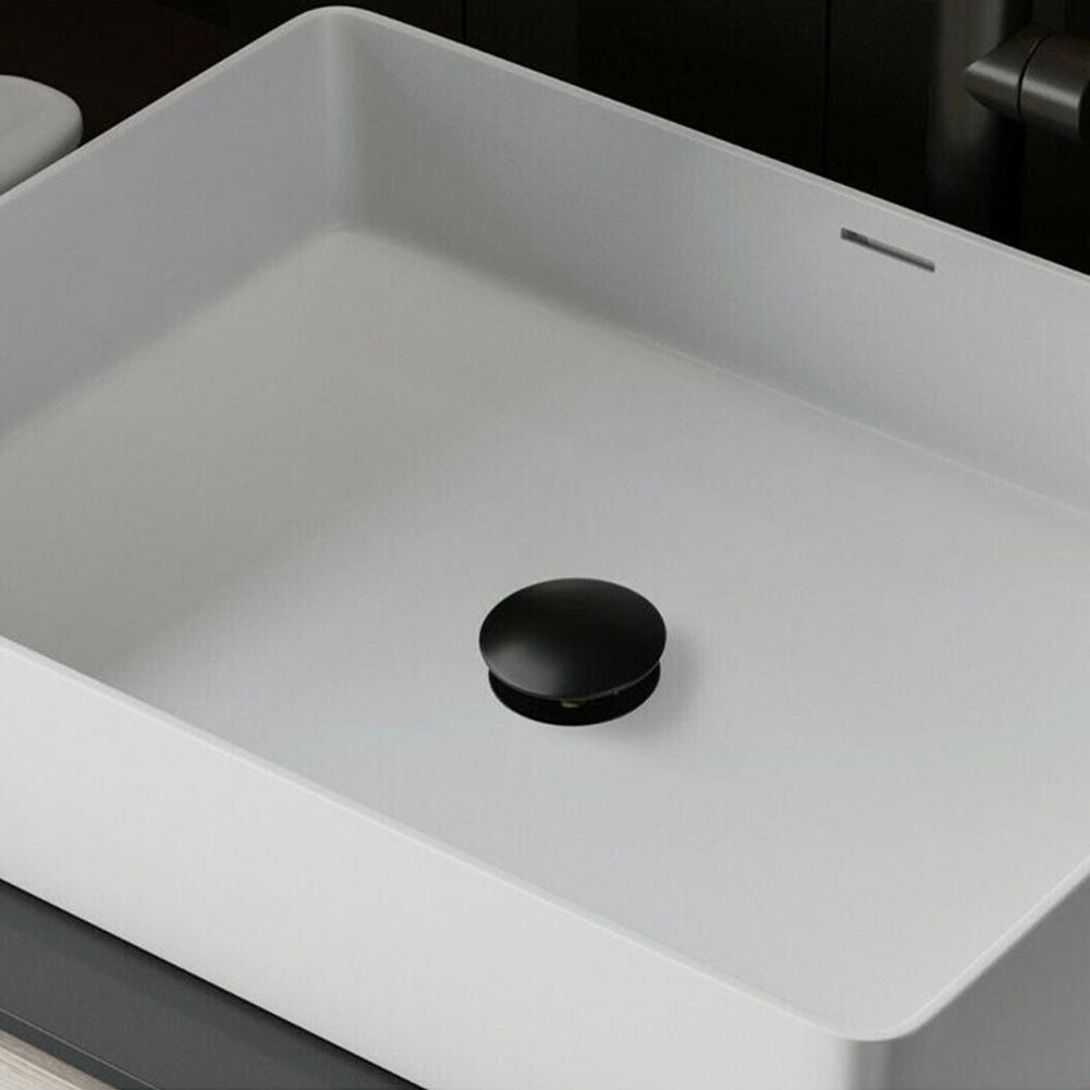 Sink Drain Plug Pop Up 66mm Bathroom Sink Push Button Matte Black Replacement Filter For Kitchen Bathroom Sinks Bathtubs
