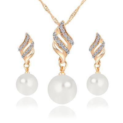 Smart Pearl Stud Earrings Necklace Spiral Jewelry Korean Version Simple Style Jewelry Set