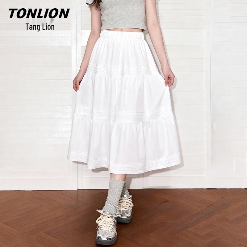 

Женская белая многослойная юбка-миди А-силуэта TonLion M