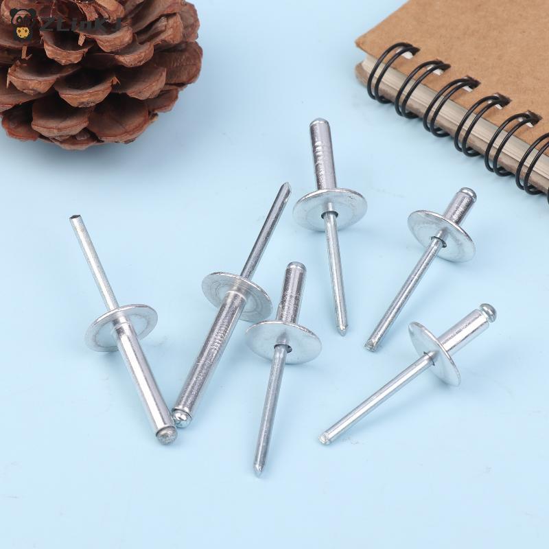 Large Flange Aluminum Rivets Kit Easy To Use Blind Rivets for Woodworking Metalworking Home Improvement