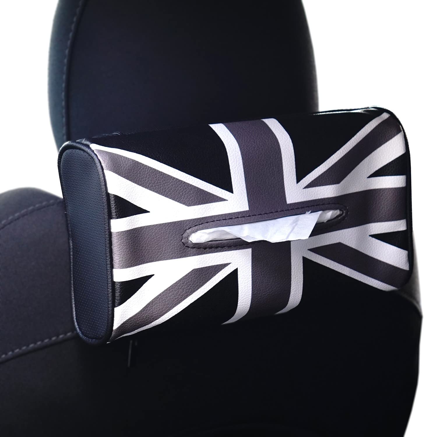 SKYBELL Tissue Car Accessory for BMW Mini Headrest Convenient Item Case, Cooper, Hanging, Leather, (Blackjack)