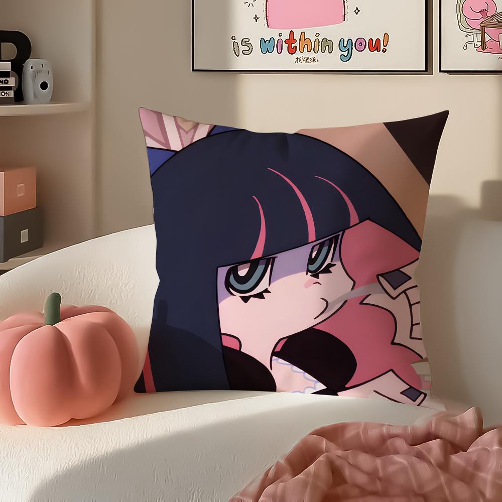 Japanese Anime PPanty Stocking with Garterbelt Cushion Cover Pillowcase Short Plush Invisible Zipper Room Sofa Cushion Cover