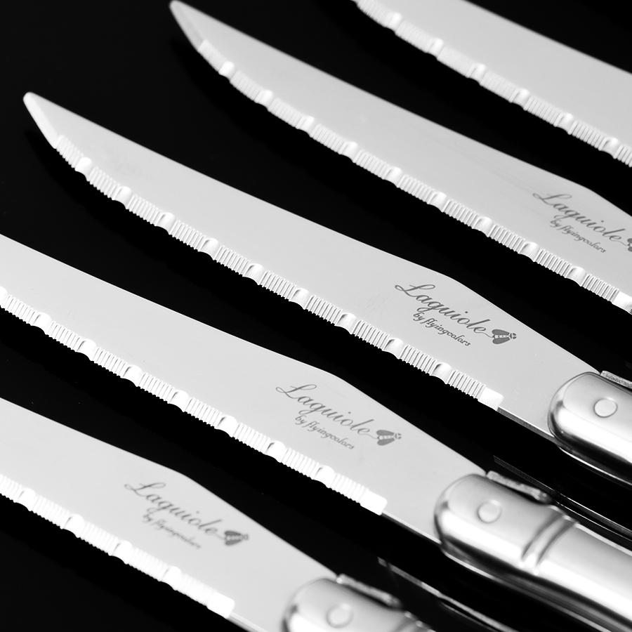 9in Laguiole Steak Knife set Stainless Steel Hollow handle Dinner Knives Silver Dinnerware Table Knifes Kitchen Cutlery 2-24pcs