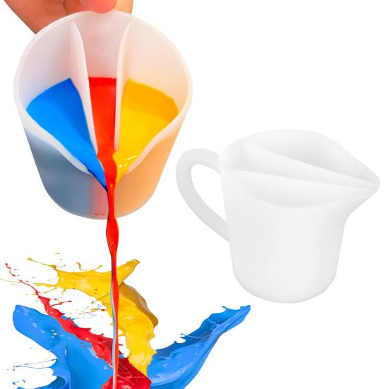 Silicone Split Cup with Handle 17oz Paint Pouring Fluid Art Cup Mixing Measuring Cup with Tip Nozzle DIY Crafts Supplies Resin Art Accessories