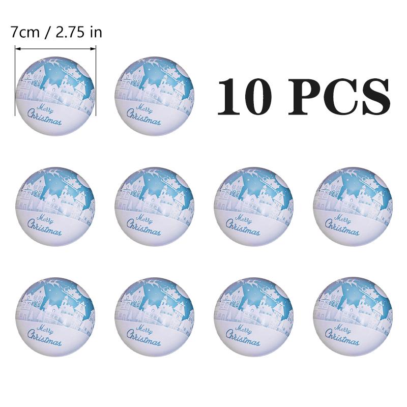 

10 шт. 7 см Рождественский шар, коробка конфет, подвеска в виде рождественской елки, жесть, детский сферический подарок, железная коробка, новогоднее украшение, канун Рождества 7x7cm