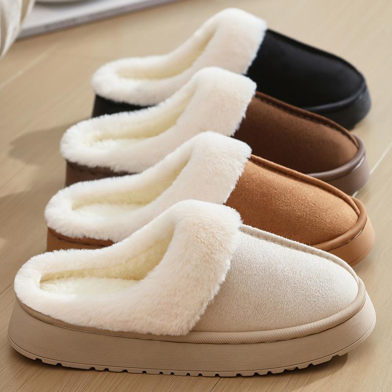 Fashion 2026 Platform Fluffy Slippers Women/men House Flats Fashion Plush Winter Shoes Ladies Home Elegant Casual Footwear Large Size