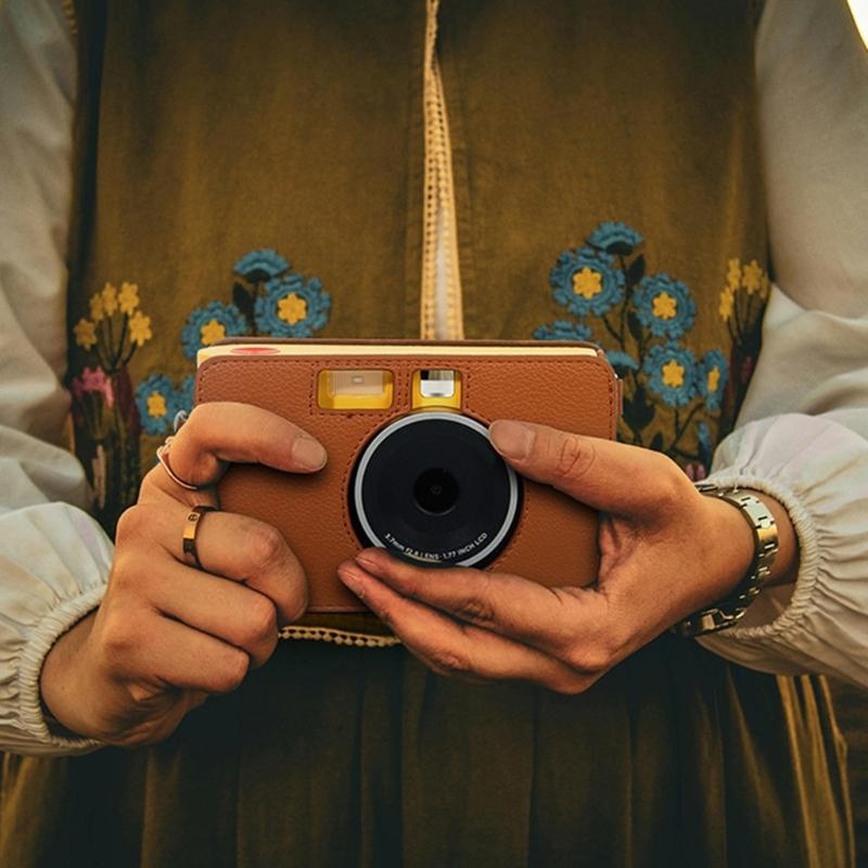 PU Leather Case Camera Bag with Shoulder for MS200 Solid Color Carrying Case Portable