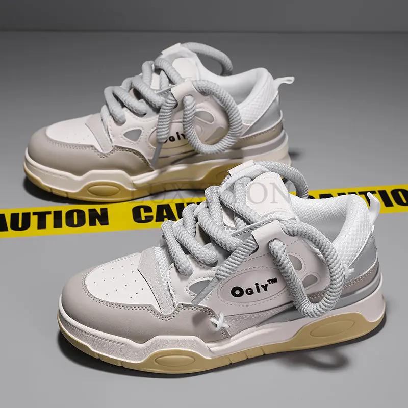 Sneakers Erkek Platform Koşu Spor Ayakkabıları Siyah Bağcıklı Erkek Vulkanize Ayakkabılar Kalın Tabanlı Sneakers Chaussure Homme