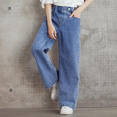 Mädchen Jeans Weite Beinhose Kinder Gerade Hose Große Kinder Hose