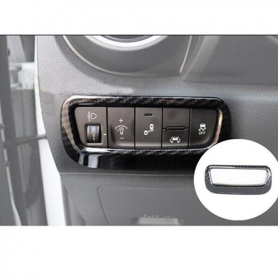 For Hyundai Kona 2018- Carbon Fiber Headlight Switch Button Frame Cover Trim