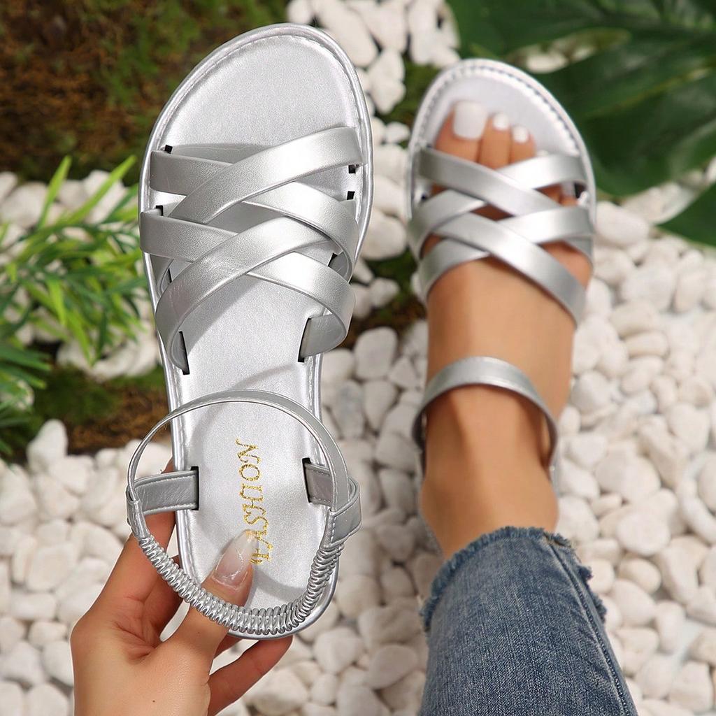 Fashion Hot Lightweight Women Sandals Summer Women Shoes Flat Sandals Roman Strap Sandals Non Slip Rubber Soles Ladies Daily Sandal