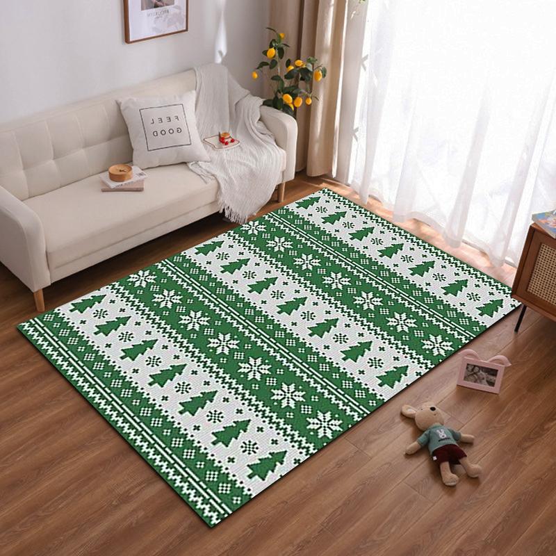 Green Christmas Tree and Snowflake Pattern Carpet for Living Room Suitable for use as an anti-slip for living room bedroom sofas 40x60cm( 15x23in )