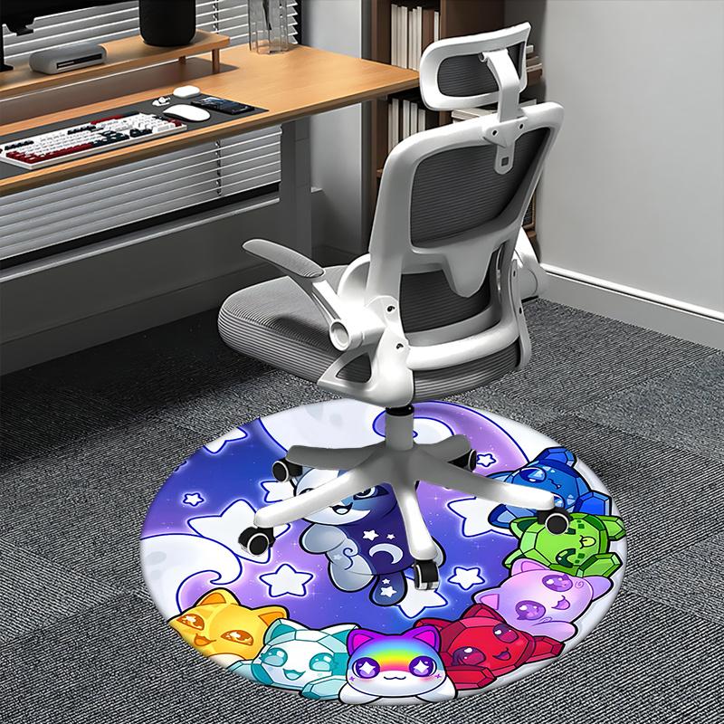 

Cute Cat Characters,Fantasy Animal Friends Chair mat Round Rug-Office carpet, Machine Washable, Non-slip, Suitable for Living Rooms, Bedroom 80cm by 80cm