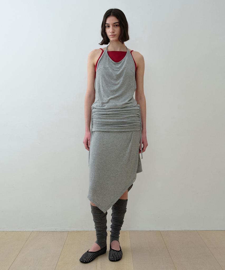 Simeteuligpeosenteu Two-Way Shirring Jersey Dress / Melange Gray