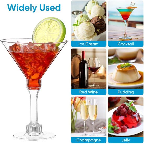 20pcs Plastic Martini Glasses bulk 4.57 oz Disposable mini martini Glasses plastic Cocktail Glasses for parties, Clear Dessert jelly Cups for