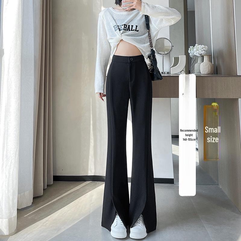 Women's High-Waist Black Flared Suit Pants - Slim Fit, Wide Leg, Spring 2024 Collection