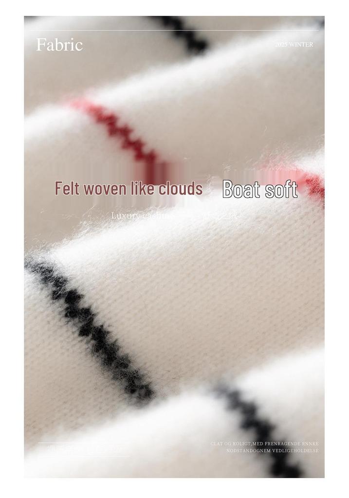 Autumn 2025 Women's Striped Cashmere Sweater - Half-High Neck, Loose Fit, Slimming Base Layer.