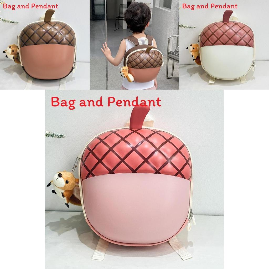 Kids Eva Material School Bag With Cartoon Acorn Shaped With Doll Pendant For Daycare And Learning