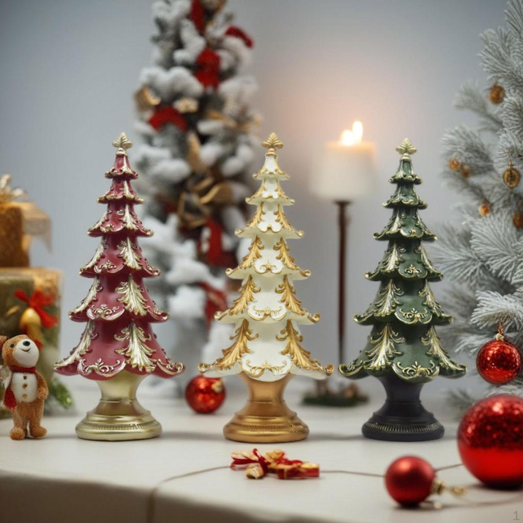 Christmas Tree Figurine Landscaping Xmas Statue Sculpture for Party Living Room Bedroom Office