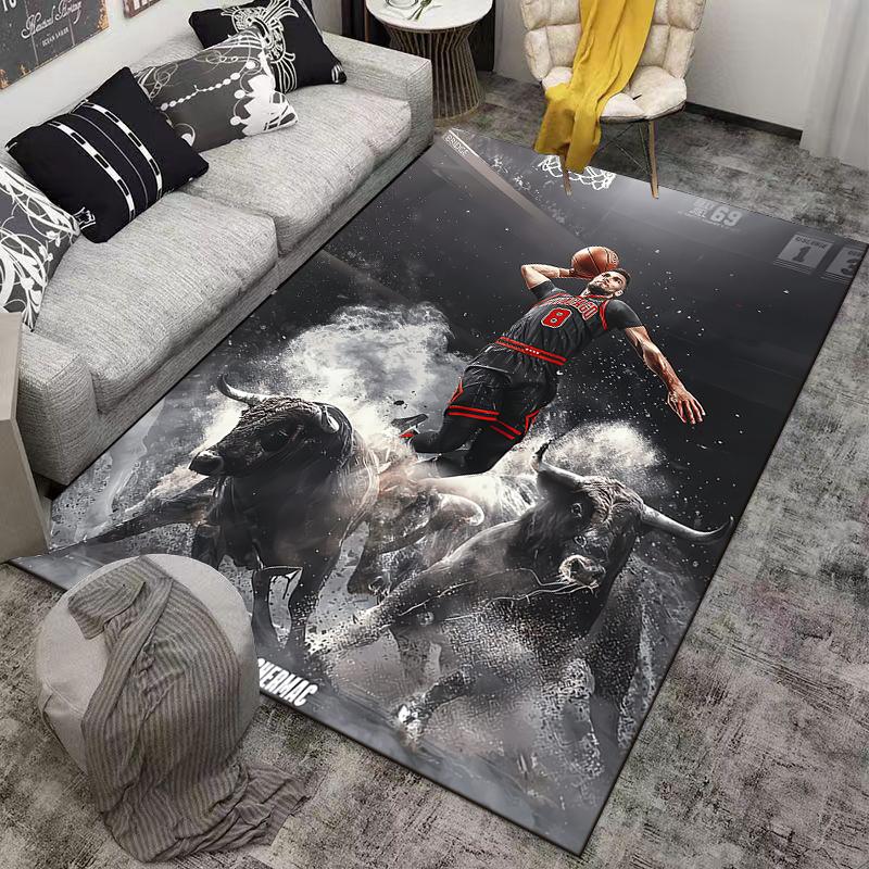 Chicago Bulls 8 Zach LaVine Dunk Poster Bulls Running Arena NBA Art decorative area rug accent for hallway entryway lounge