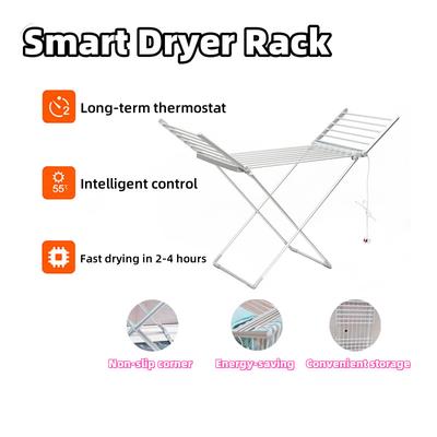 Smart Laundry Rack Indoor Foldable Clothes Heated Drying Rack Multifunctional Temperature And Time Controlled Laundry Hanger