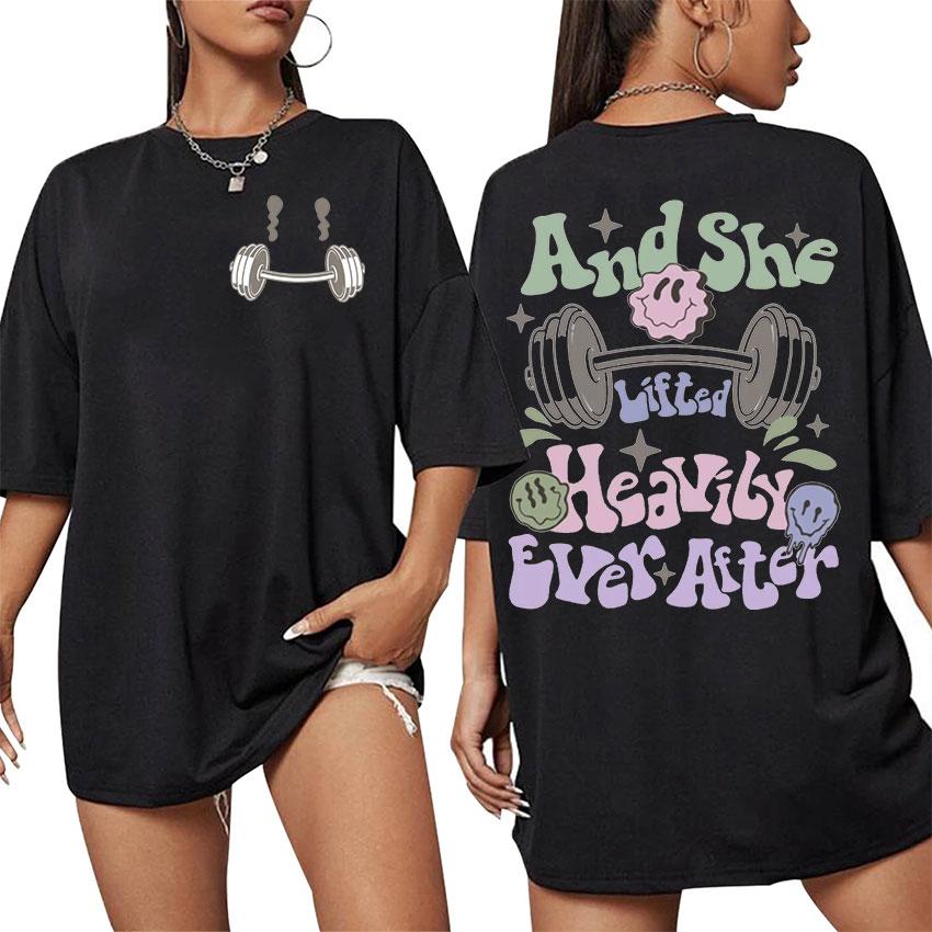 Be Happy Lift Heavy Funny Gym Weightlifting Graphic T Shirt Men Women Casual Fashion 100_ Cotton Oversized T-shirt Cute Clothing